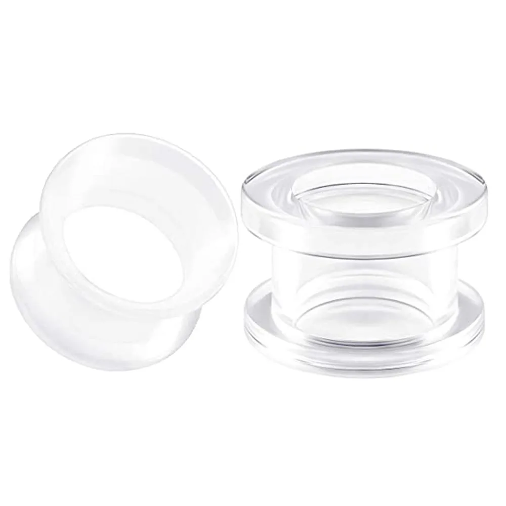 Clear Silicone Double Flared Saddle Piercing Jewelry Stretched Ear Plugs Earring Lobe Acrylic External Flesh Tunnel