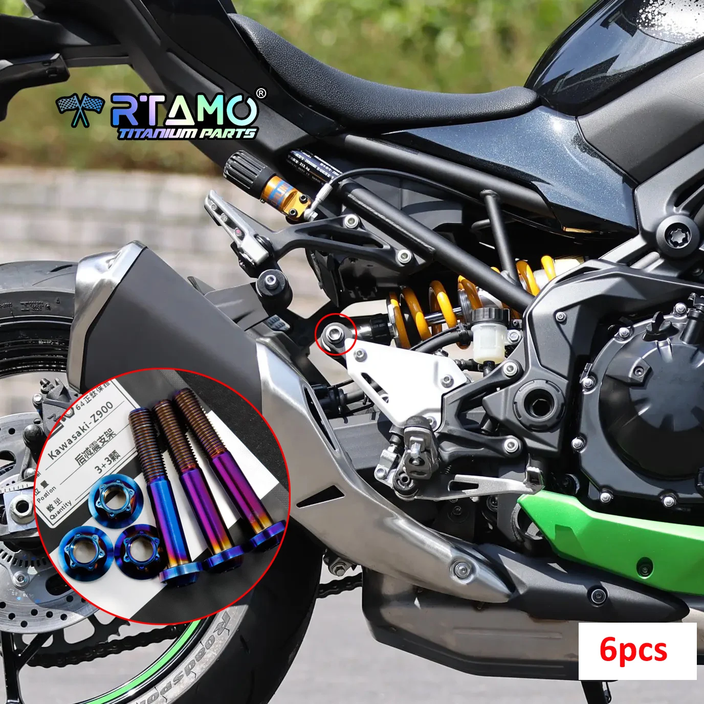 RTAMO Titanium Alloy Bolt Left Right Engine Pluse Chain Cover Rear Fender Shock Bracket Chain Adjust Screw for Kawasaki Z900