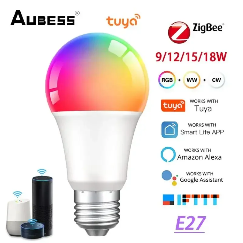 

Светодиодная смарт-лампа Tuya Zigbee, 9/12/15/18 Вт, E27, 2700-6500 К