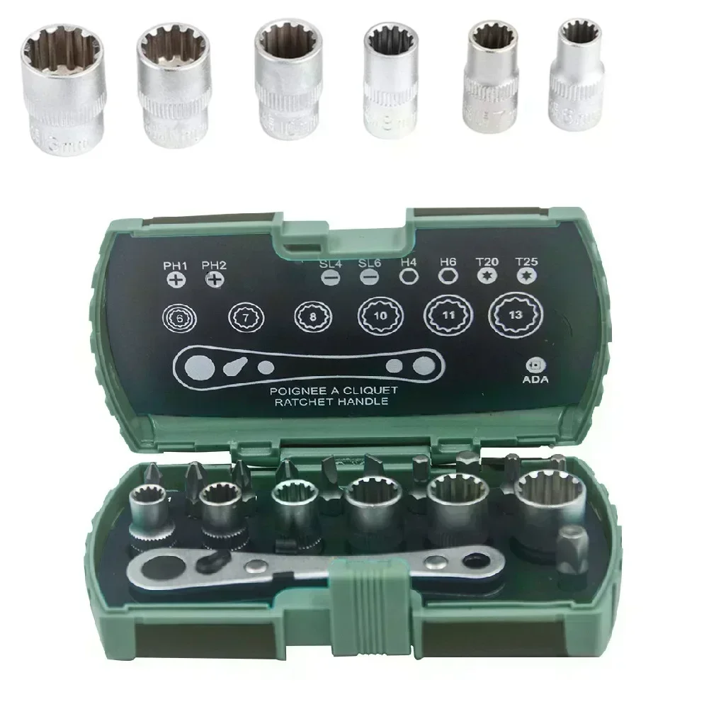 

136X78X38mm Household Repair Tools Multifunctional Wrench Set Electrician Tools Socket Bits 6 7 8 10 11 13mm Sturdy Construction