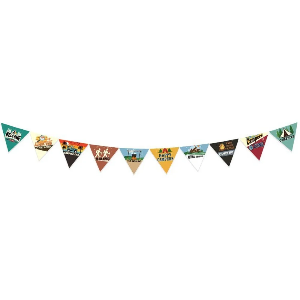 10Pcs/Set Durable 3 Meter Camping String Flag 10 Pieces Set Polyester-cotton Fabric Pennant Banner Pennant Decor Outdoor Events