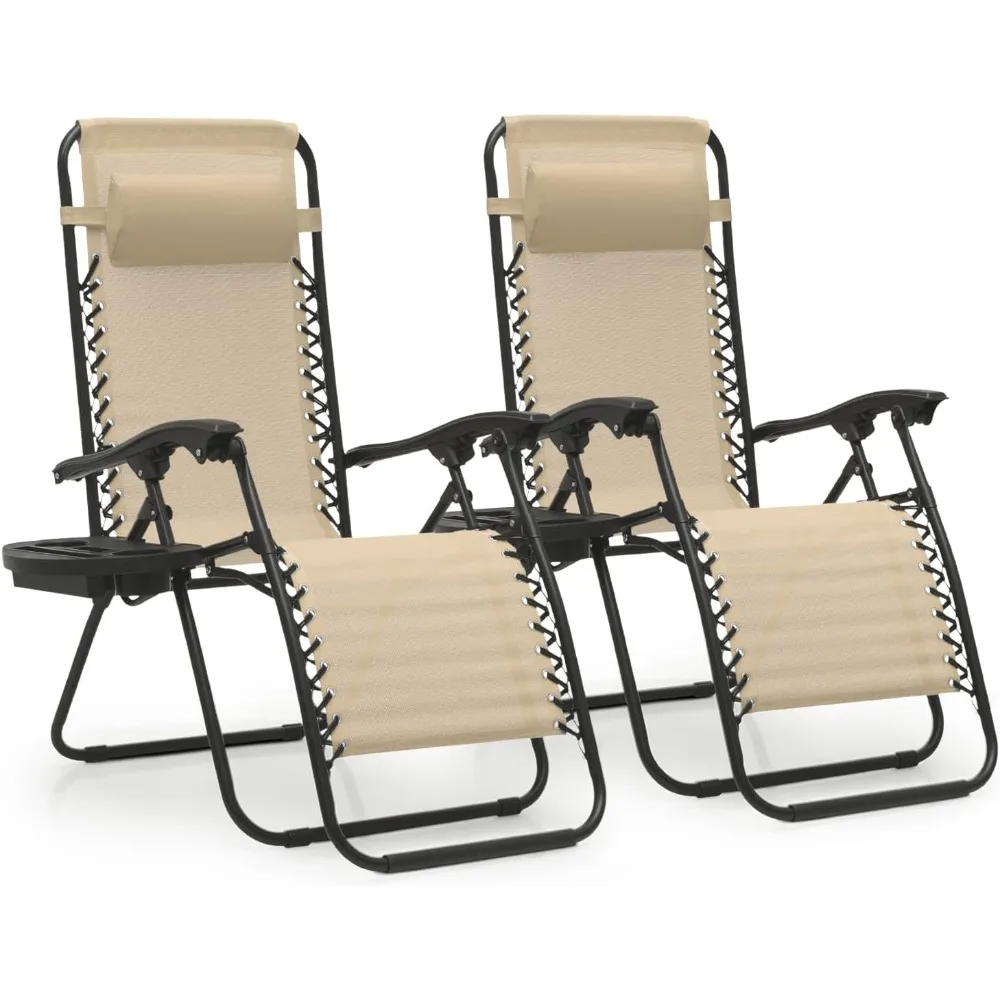 

Zero Gravity Chairs Set of 2 Outdoor Folding Patio Lounge Chairs for Outside Reclining Lawn Chairs Recliner Beach Chairs