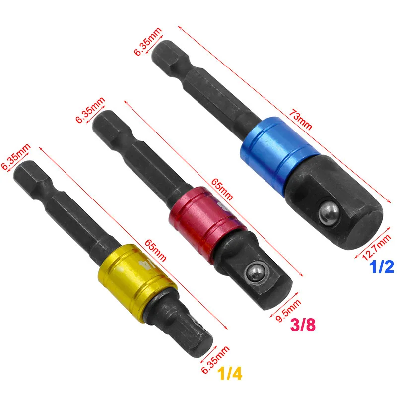 Black 3pcs sleeve connecting rod connecting rod with steel ball 1/2 1/4 3/8 color seat belt ball connecting rod