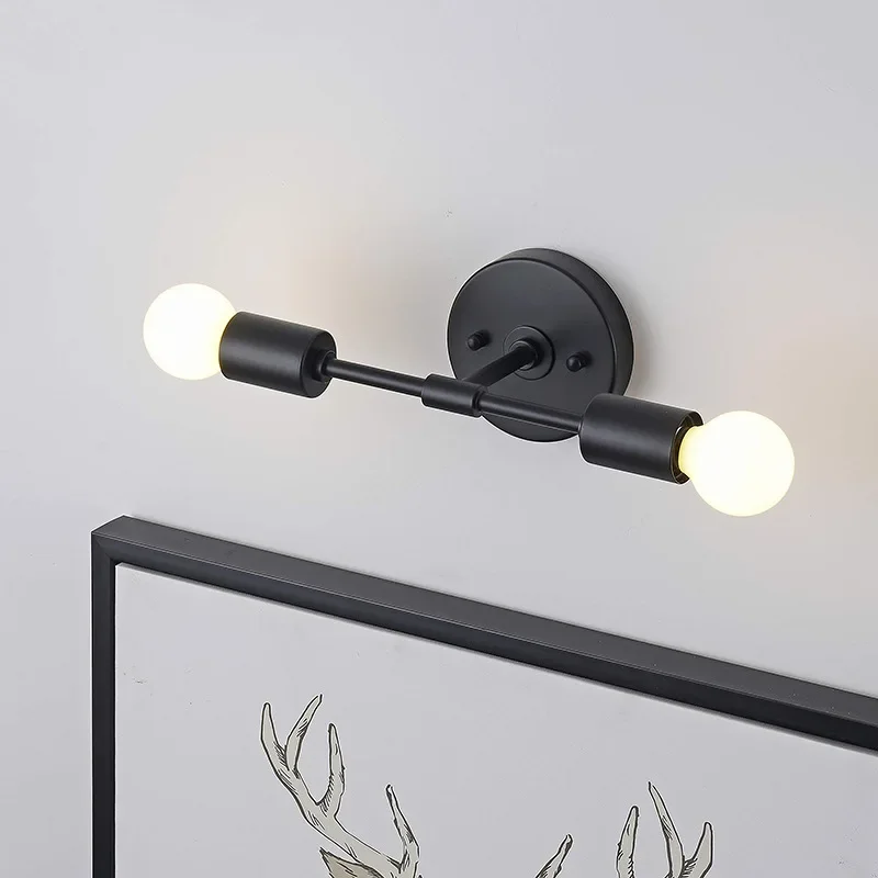 American Double-Headed LED Edison Wall Lamps, Lâmpadas de Ferro Simples, Quarto, Sala, Banheiro, Banheiro