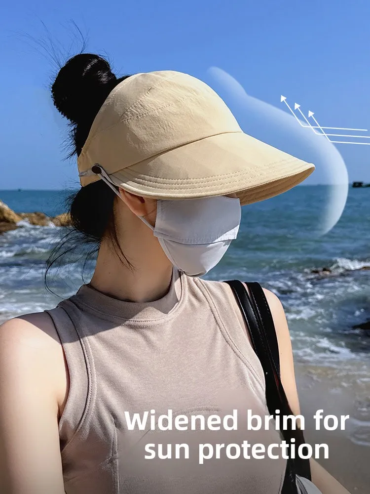 Quick Dry Women's Fishing Cap Summer UV Protection Empty Top Sunshade Hat Tailorable Wide Brim Cap Spring Summer Seasonal