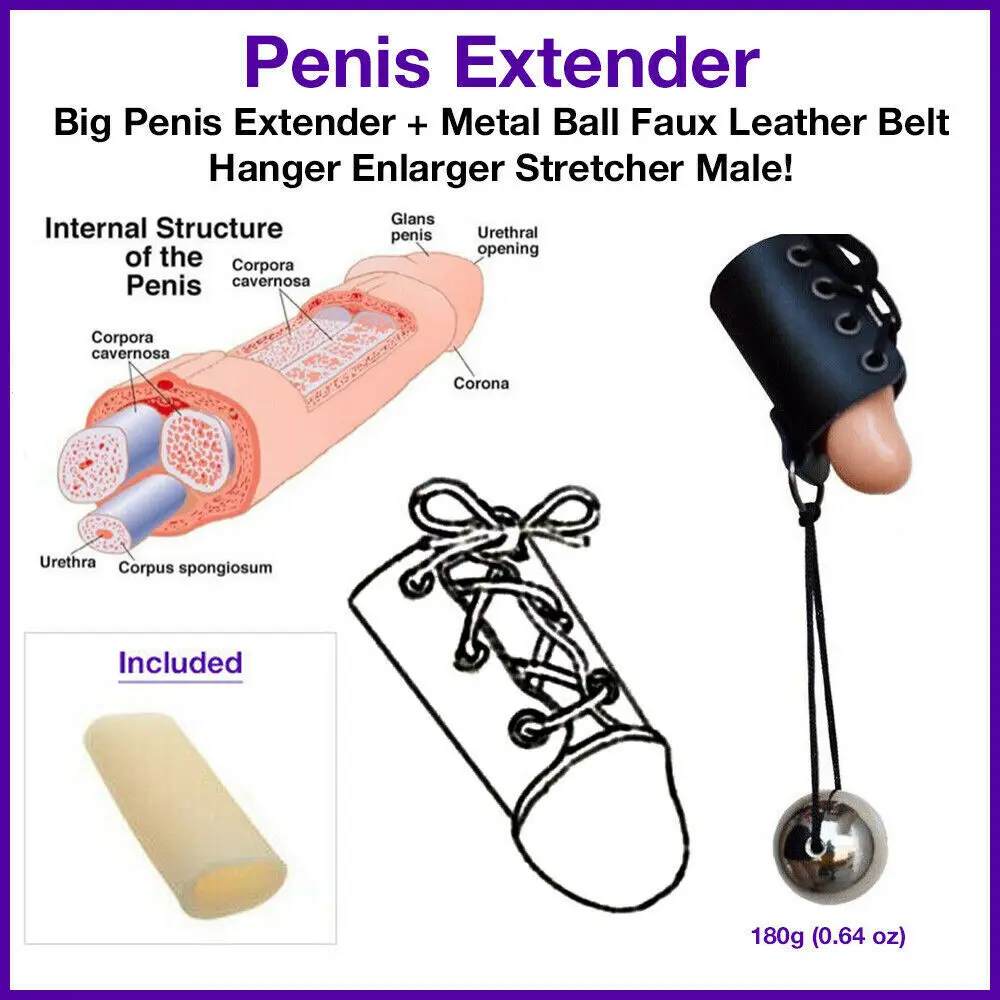 Adjustable Silicone Penis Ring With Hanger Heavy Metal Ball Male Cock Growth Enlarger Stretcher Enlargerment Device For Adult