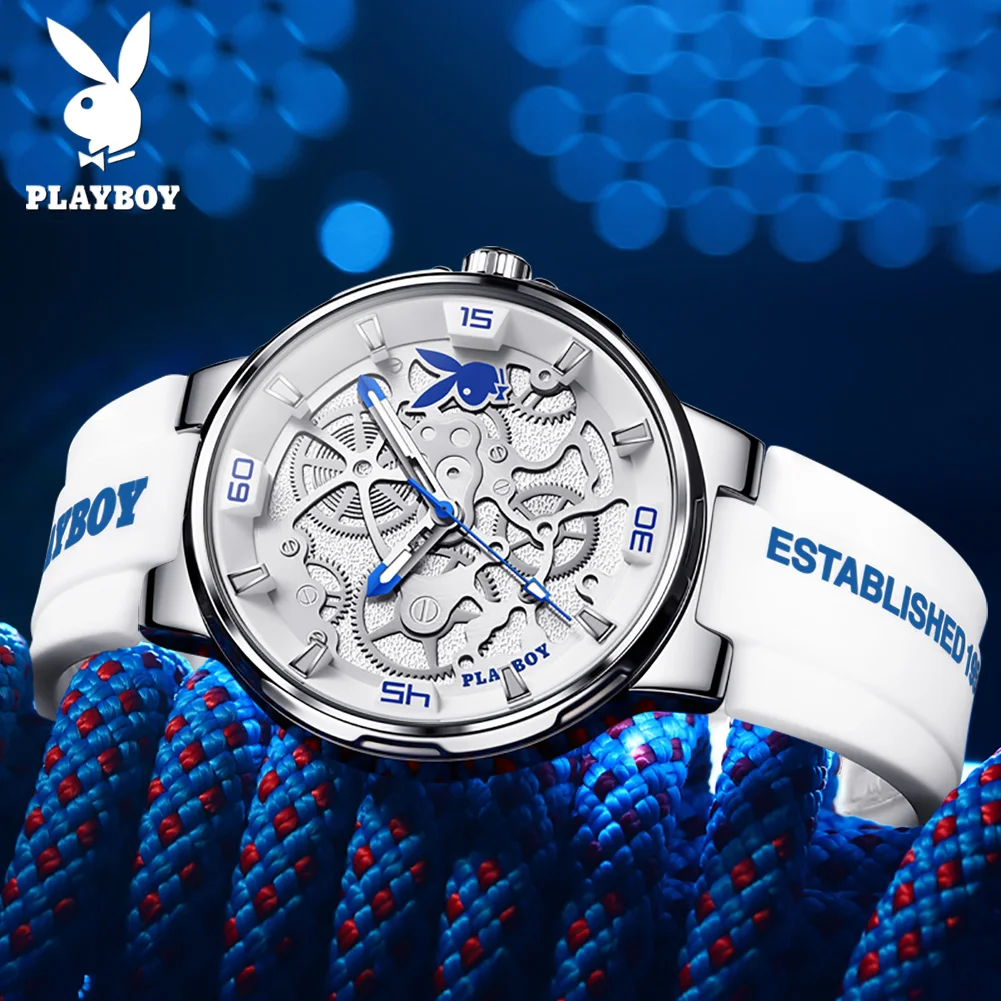 PLAYBOY High Quality Sports Quartz Watch for Men Fashion Silicone Strap Man Wristwatch Waterproof Luxury Top Brand Men\'s Watches