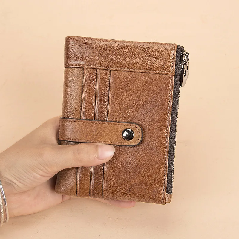 Brief  Restoring Ancient Ways Zipper Card Bag Change Purse Card  Bags Contracted Fashion Leisure Handmade  Men's Wallet