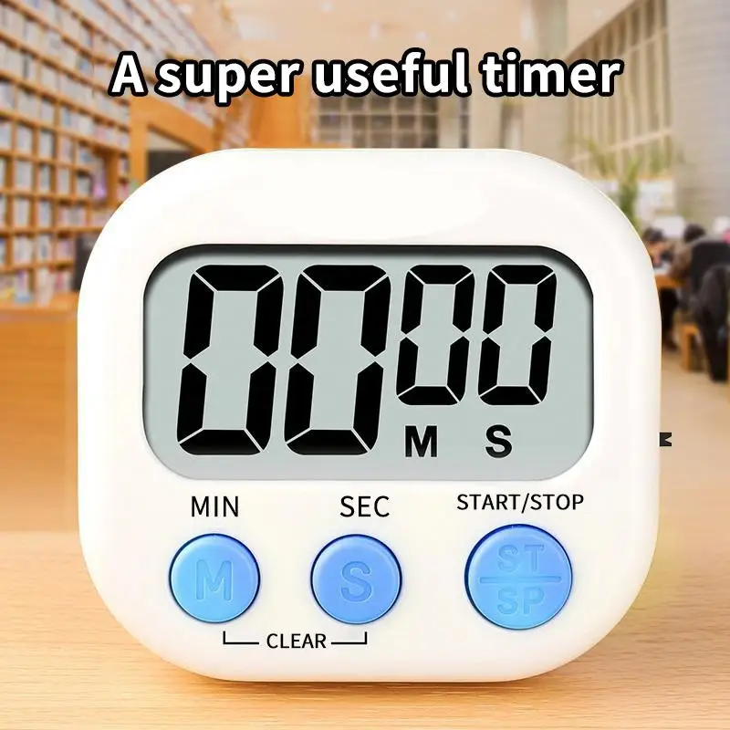 Portable Digital Interval Timer Large Clear LCD Display Easy Operation Buttons for Gym Training Kitchen Cooking Baking