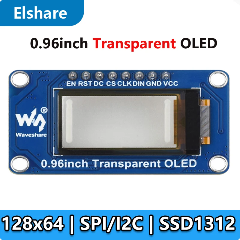 0.96inch Transparent OLED 128×64 SSD1312 For Arduino/Raspberry Pi /STM32/ESP32