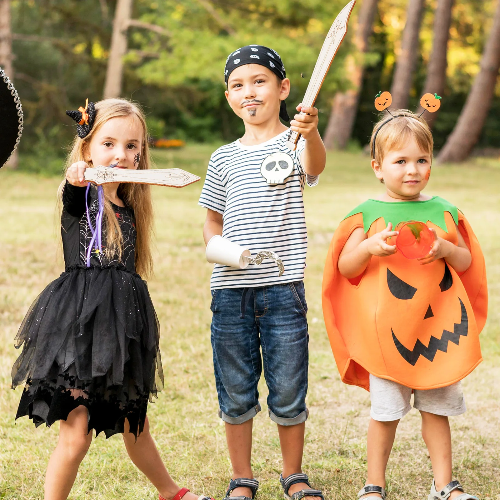 

12Pcs Pirate Swords Wooden Unfinished DIY Crafts for Kids Party Favors Halloween Art Activity Cosplay Props Wooden Swords