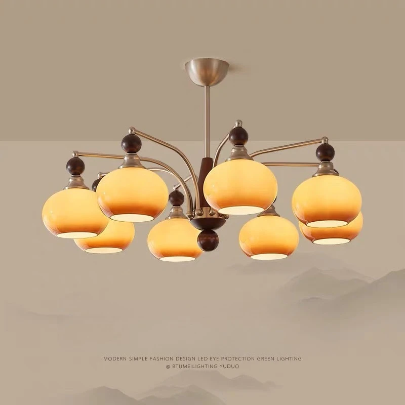 

Modern Salon Chandeliers Nordic Home Decoration Solid Wood Glass Led Lights Dining Table Living Room Bedroom Pendant Lamp Lustre