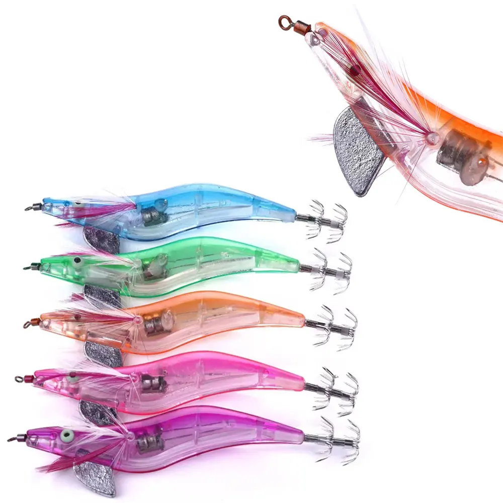 FLYSANDFlashing luz LED plástico acero camarones Señuelos de Pesca cebos de gambas anzuelos aparejos de pesca señuelo accesorios de pesca