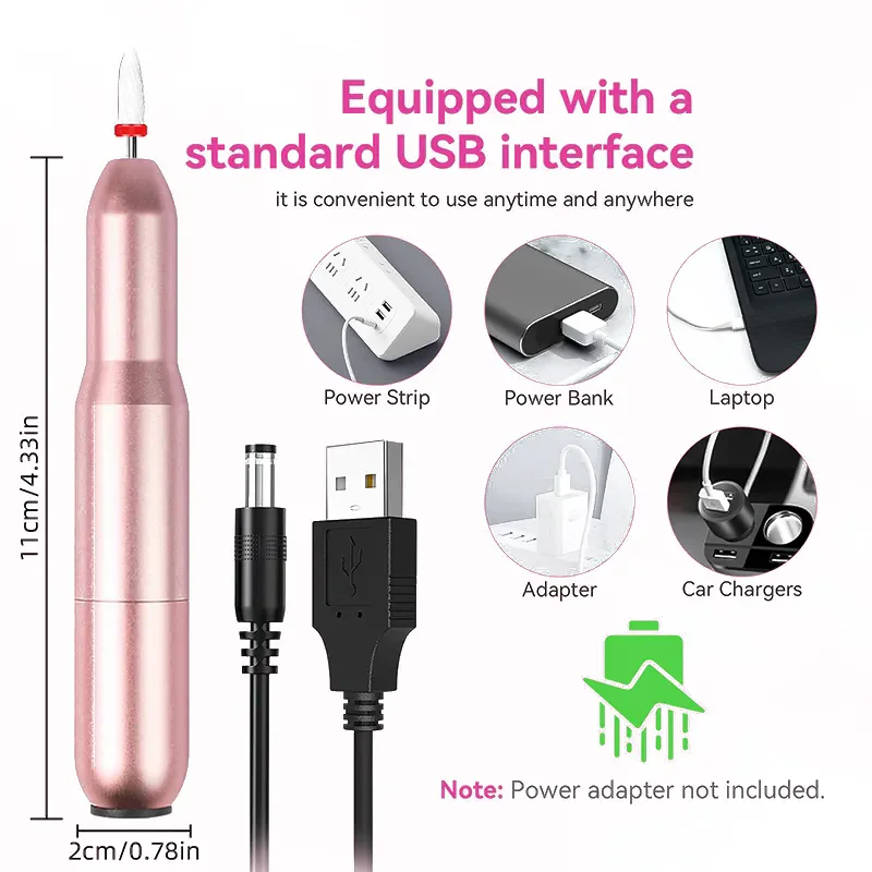 เครื่องเจาะเล็บไฟฟ้ามืออาชีพชุดเครื่องมือทำเล็บแบบพกพาลบผิวที่ตายแล้วสำหรับร้านทำเล็บที่บ้าน