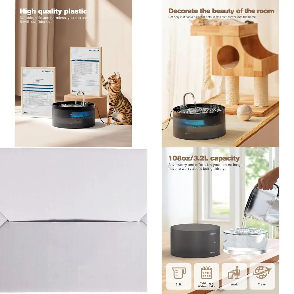 

Cat Water Fountain: 108oz/3.2L Cat Fountain Super Silent Pet Water Fountain - Water Fountains for Cats Indoor - Faucet Cat Fount