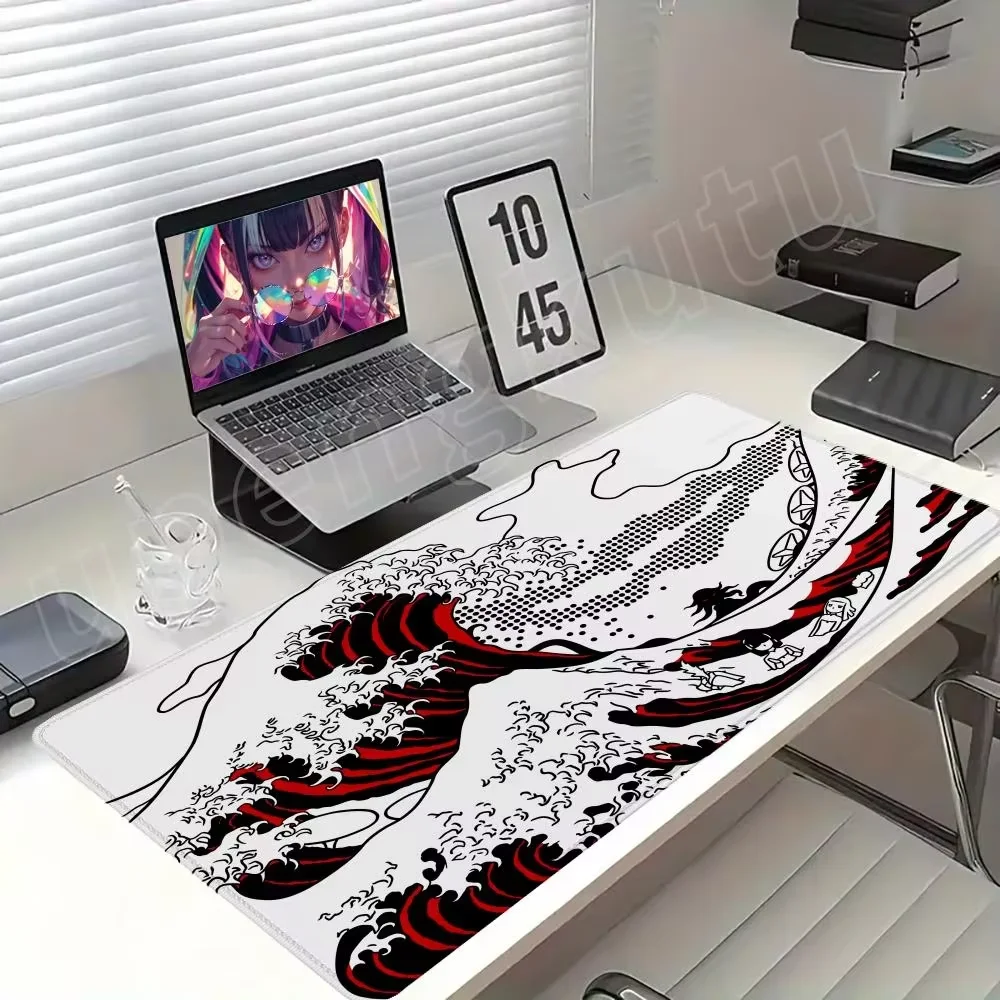 VIKAMA أسود موجة الجدول حصيرة الأسود لعبة ماوس الوسادة حصيرة المضادة للانزلاق حصيرة سطح المكتب السجاد مقبض اللعبة سطح المكتب أداة ماوس الوسادة #5