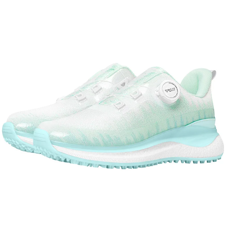 PGM Golf Shoes Women Summer Color Blocking Breathable Sport Shoes with Gold Embroidery