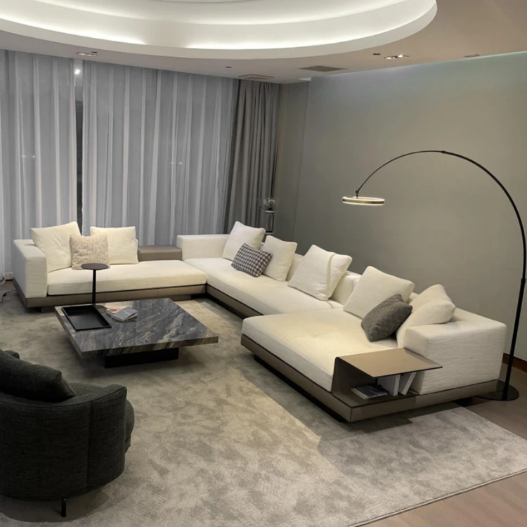 ！@Orangefurn Luxury Indoor Furniture Plush Couches Microfiber Leather and Fabric Waterproof Big Comfy Corner Sofa