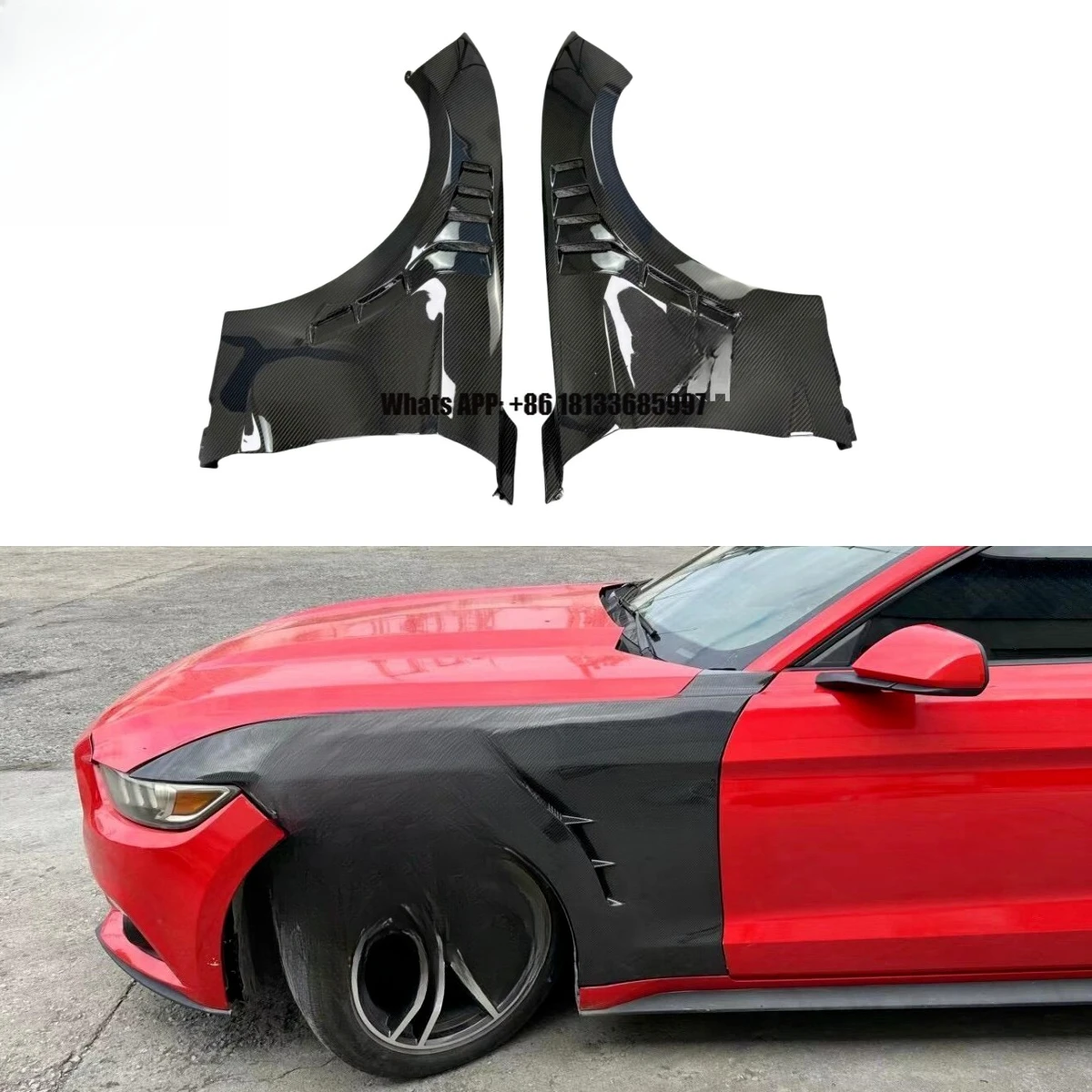 

Carbon Fiber Front Bumper Side Fender Carbon Black Protection & Decoration for Mustang 2015-2023 Retrofit/Upgrade Bodykit