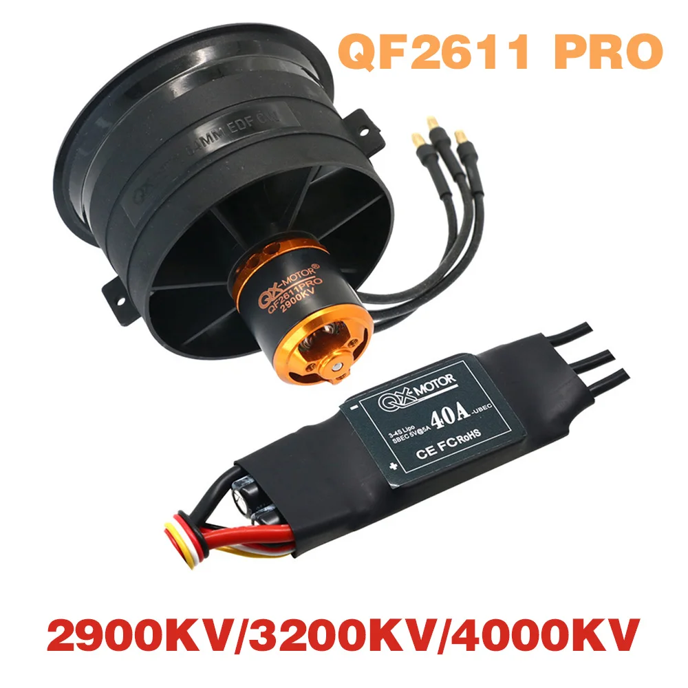 

QX-MOTOR 64mm EDF QF2611 PRO 5 Blades Ducted 2900KV/3200KV/4000KV Brushless Fan Motor CW/CCW for RC Helicopter Jet Plane