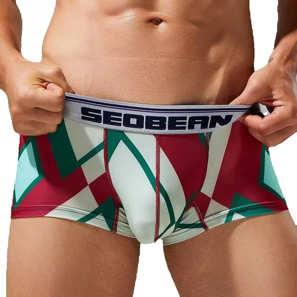 Summer Basic Men Boxer Briefs Anti‑Roll Edge Flat‑Leg Underwear For Youth Boys Daily Use