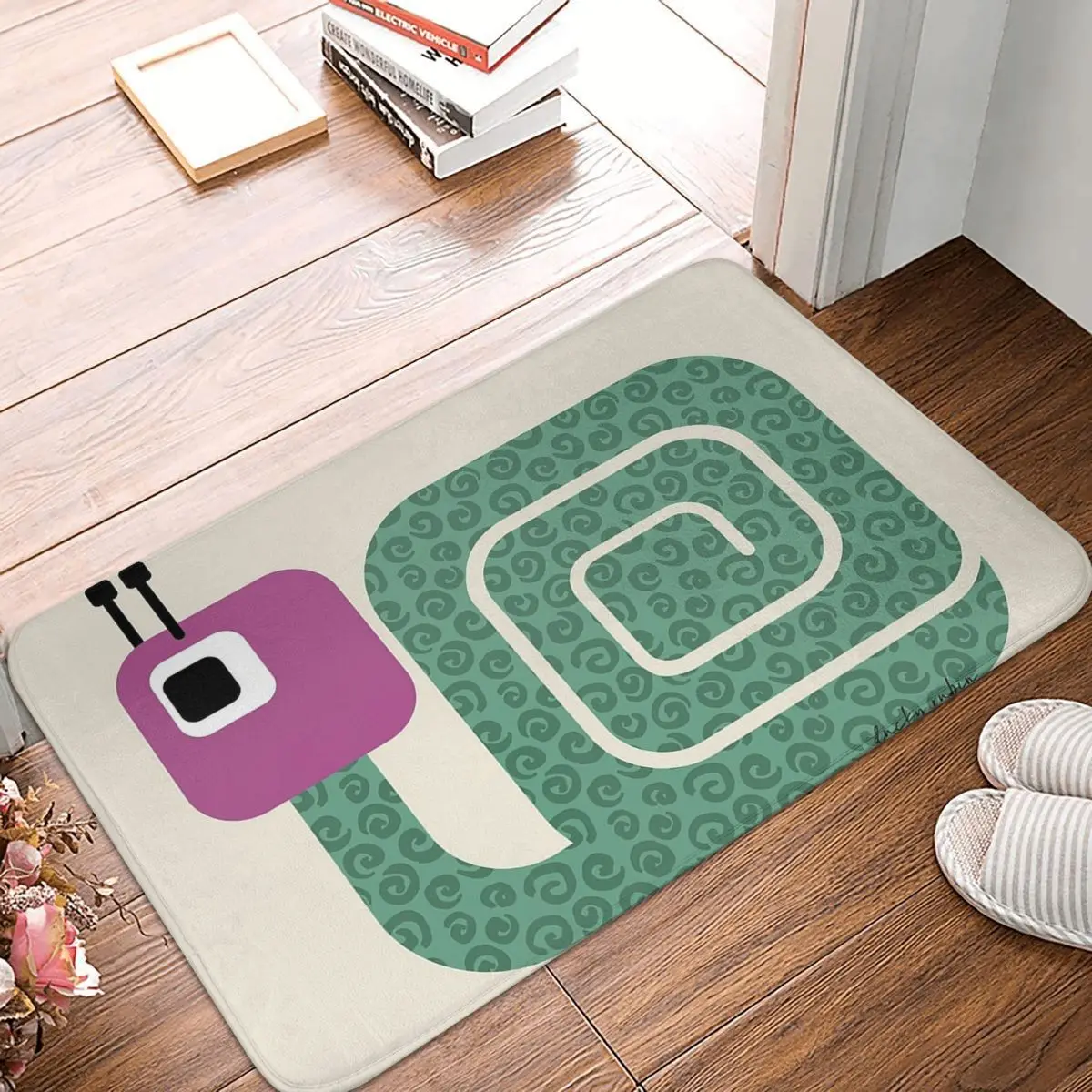 Colorful Snail On Cream DP312-1-8 Non-slip Doormat Floor Mat Antiwear Carpet Rug for Kitchen Entrance Home Bedroom Footpad Mats