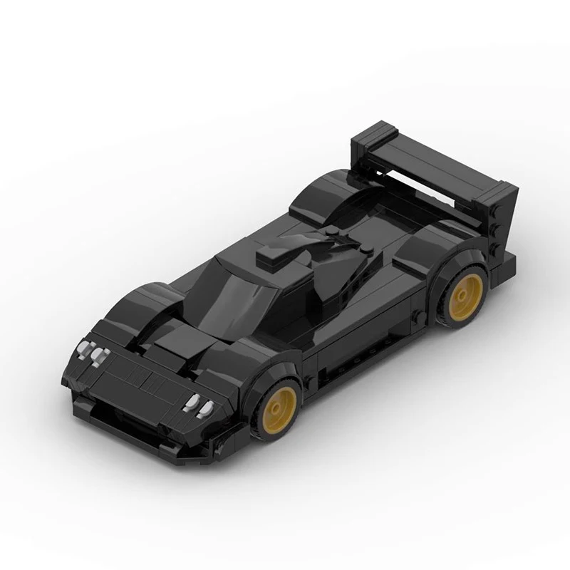 Juego de bloques de construcción de coche de carreras para niños, juguete de construcción de coche deportivo de MOC-56638, color negro, rompecabezas creativo