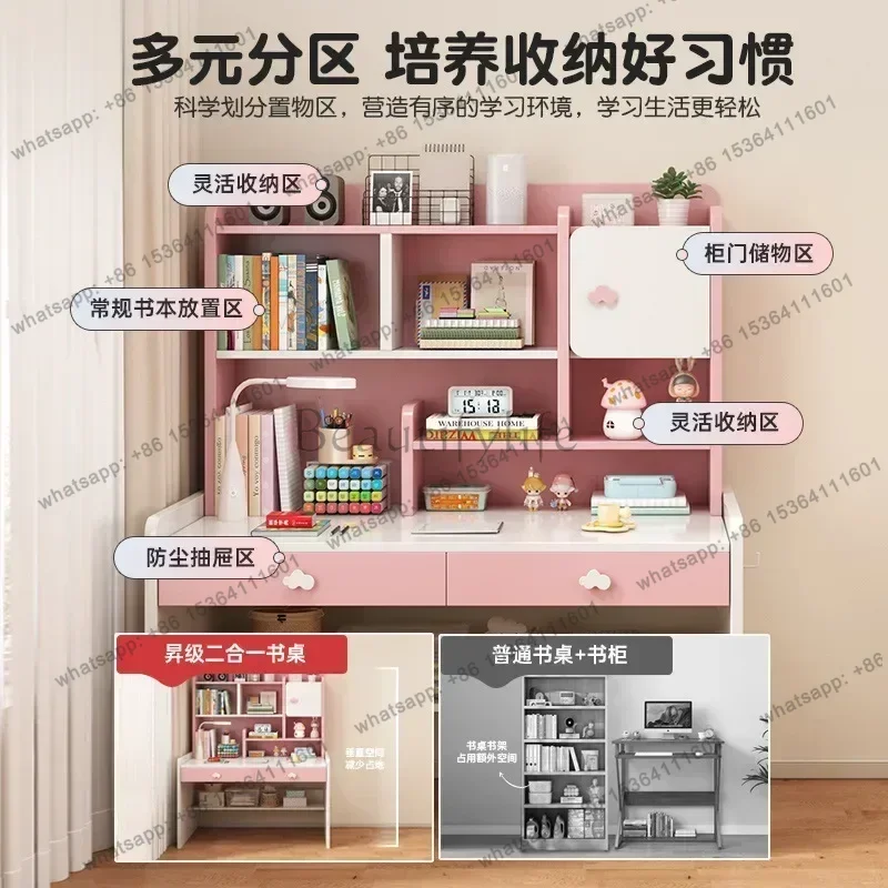 ld Height Adjustable Children School Computer Study Table Chair Set with Cartoon Pattern Ergonomic Desk Chair  Storage