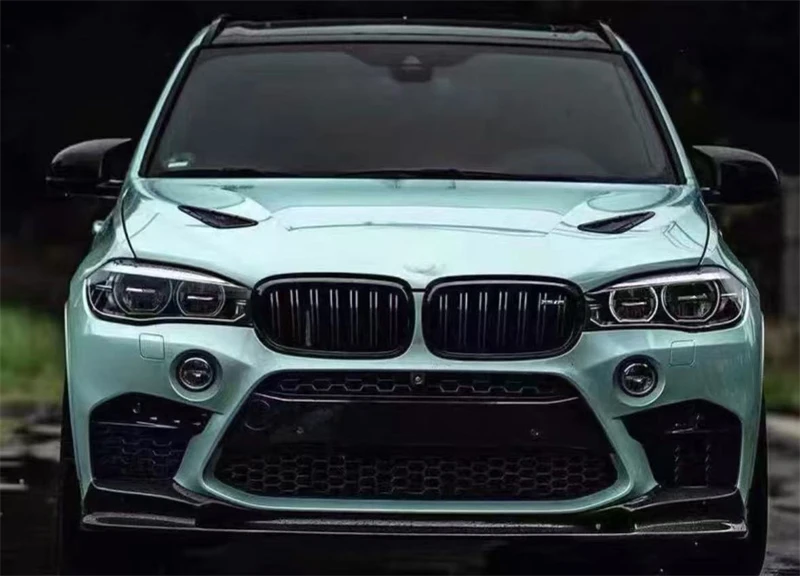 ل BMW F85 F86 X5M X6M 2014 2015 2016 2017 ReaI ألياف الكربون الجبهة حافة مصد السيارة المفسد عدة