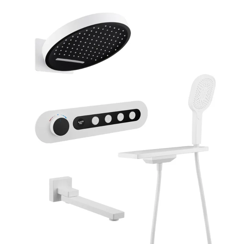 Four-function all-copper thermostatic large shower shower set, shower set