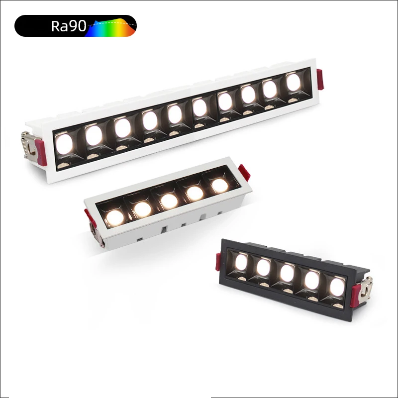 10W 20W 30W AC110V 220V Led Linear Light OSRAM Chip Spot Lamp Down light Bar Rectangle Recessed Led Ceiling Grille Light