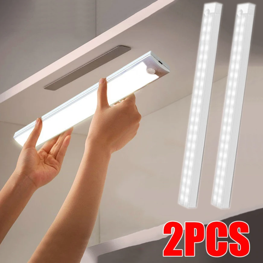 PIR استشعار الحركة ضوء لاسلكي LED ليلة ضوء غرفة نوم المطبخ إضاءة خزانة الدرج المغناطيسي قابلة للشحن مصباح الليل
