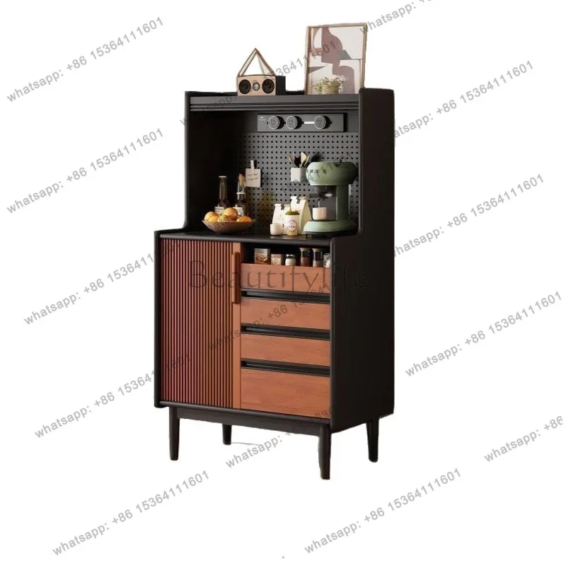 

Sideboard, solid wood, perforated panels, antique style against the wall, integrated home living room wine cabinet