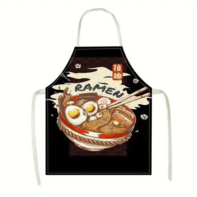 1pc Ramen Noodle Apron Linen Japanese Food Art Kitchen Chef Gift Cooking Baking Restaurant Decor Anime Style Gift