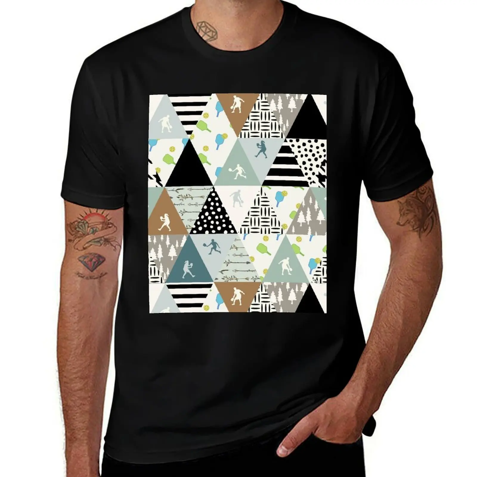 Triangles Pattern Pickleball T-Shirt Lightweight Gym Training T-Shirt