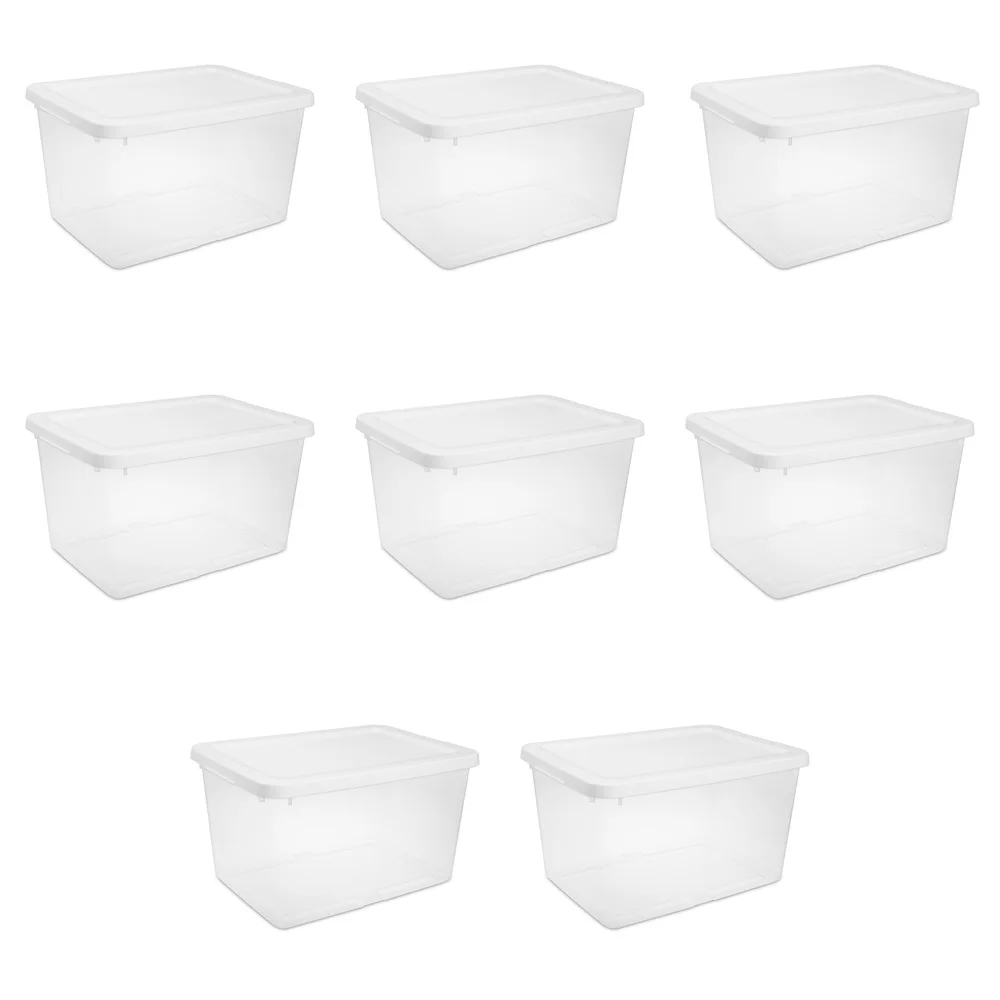 

Clear Plastic Storage Bins 20 Quart Stackable Containers with Snap-On Lid Organizing Household Items Pack of 8