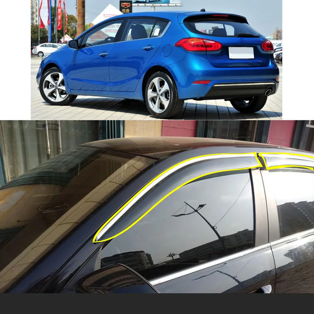 

Car Sticker Plastic Window Glass Wind Visor Rain/Sun Guard Vent Parts For KIA K3S Hatchback 2014-2015 2016 2017 2018 2019-2021