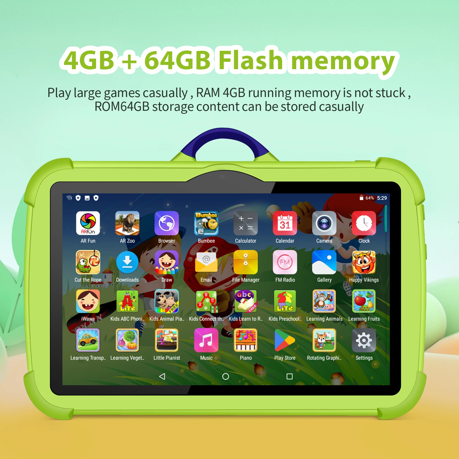 Tablette Google WiFi 5G pour enfants, 7 pouces, tablettes d\'apprentissage et d\'éducation pour enfants, Façades Core, 4 Go de RAM, 64 Go, Dean