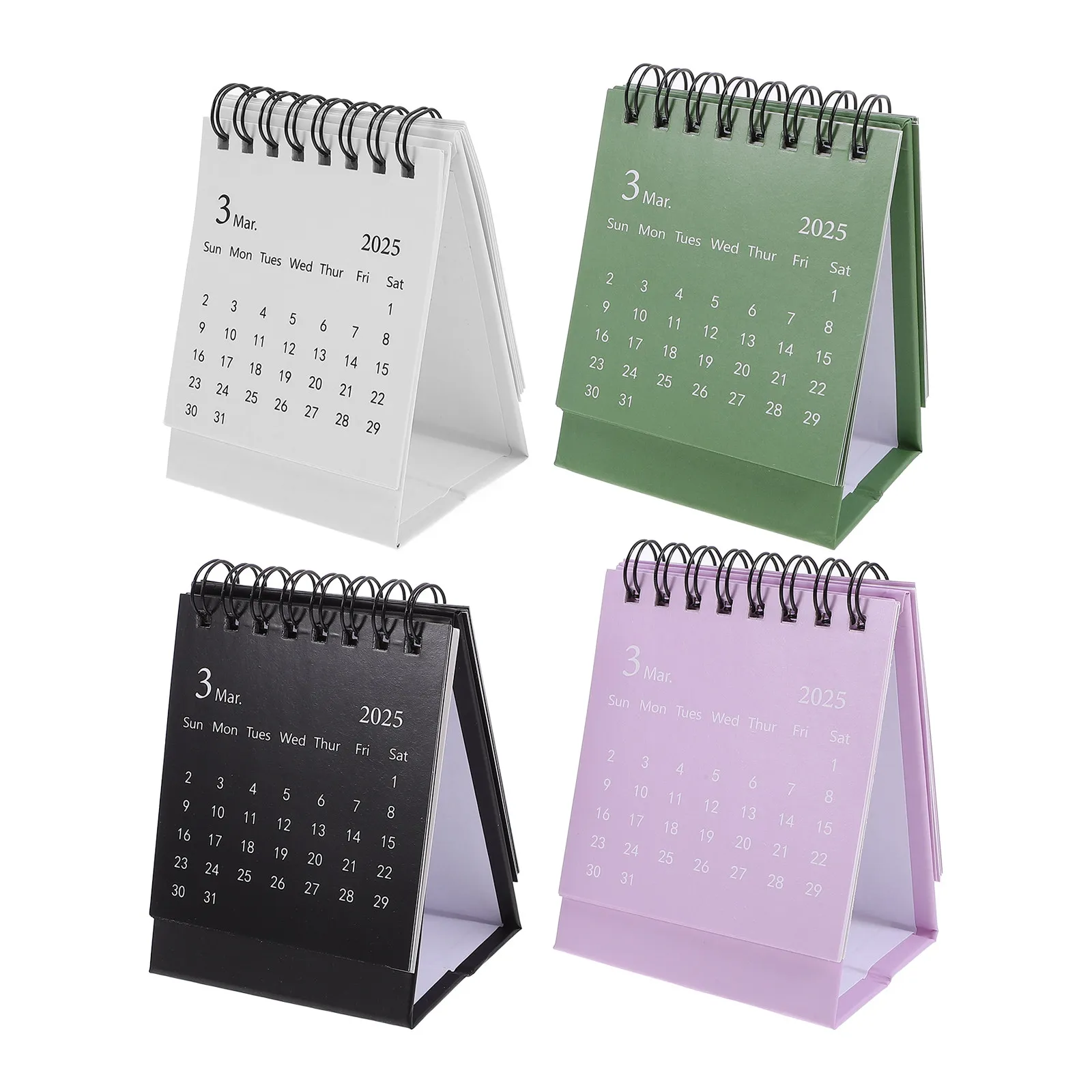 

4Pcs Mini Desk Calendar Set English Version Small Stylish Standing Flip Calendar Convenient Desktop Month Planner