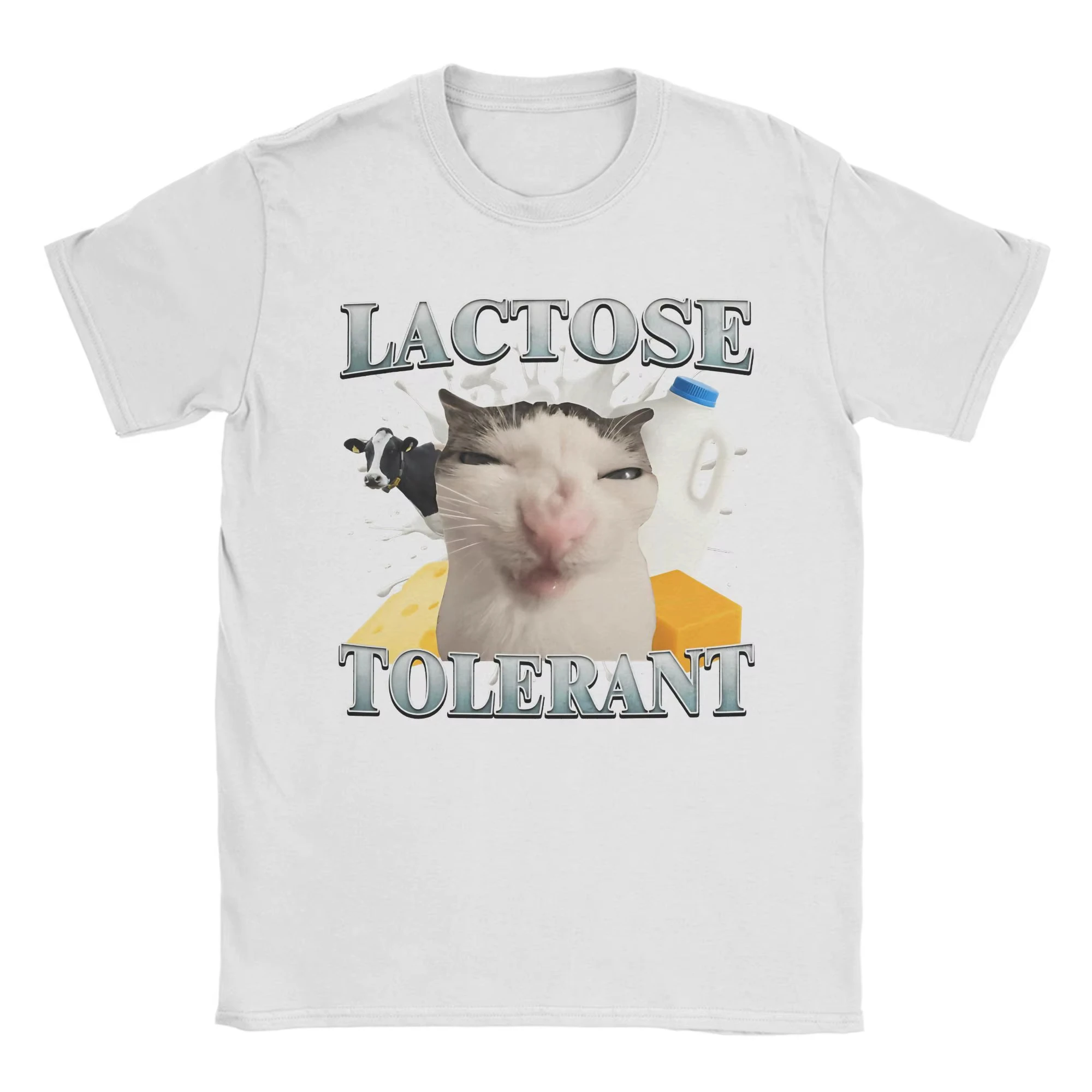 2026 Awesome Lactose Intolerant Funny Cat Meme T-Shirt for Men O Neck T Shirts Short Sleeve Tee Shirt Plu