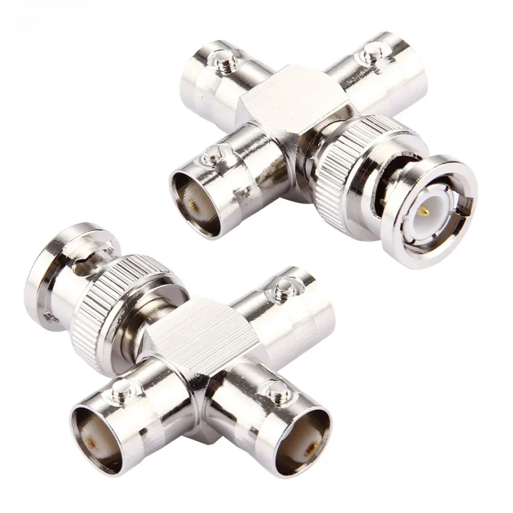 5pcs Male Plug To 3 Bnc Female Jacks Straight Convert Connector T Adapter Bnc Q9 Connector 3 Way Splitter