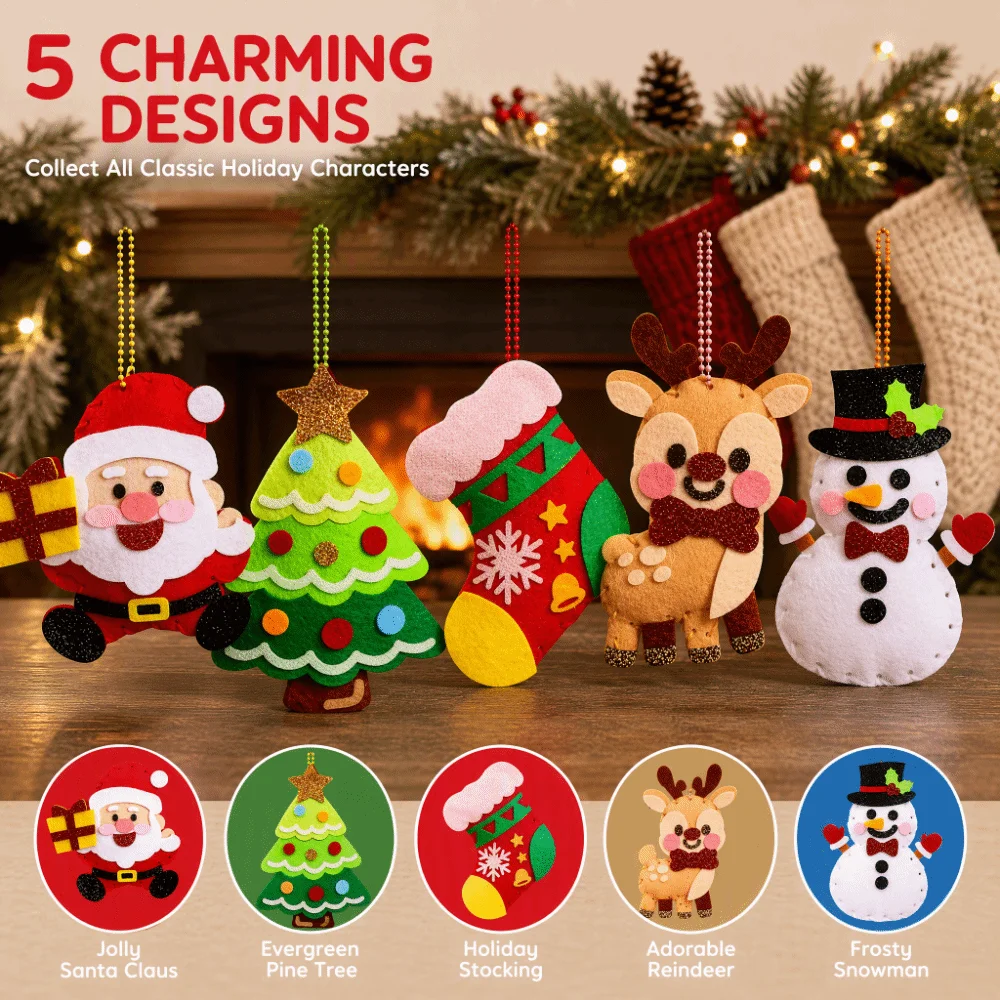 Santa Claus DIY Christmas Pendant Christmas Tree Christmas Stocking Xmas Non-Woven Charms Elk Handmade Christmas Toy Toddlers