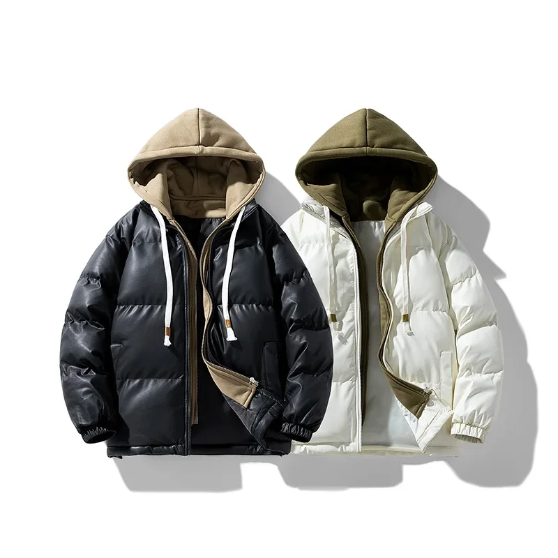

Men Hooded Windproof Parkas Casual Cotton-Padded Jacket Coats Warm Thick New Trendy Men's Winter Bread Cotton-padded Jackets