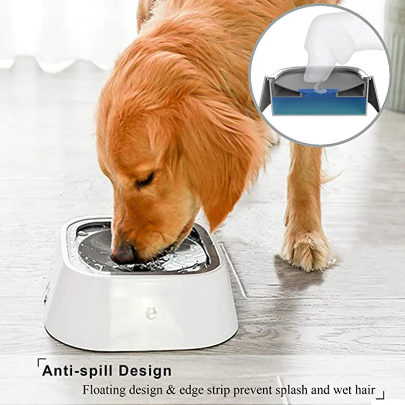 Non-Wetting Mouth Water Bowl for Dogs, Plastic Floating Drinking Bowl, Anti-Roll Dog Bowl, Water Dispenser, Slow Feeder, 1500ml