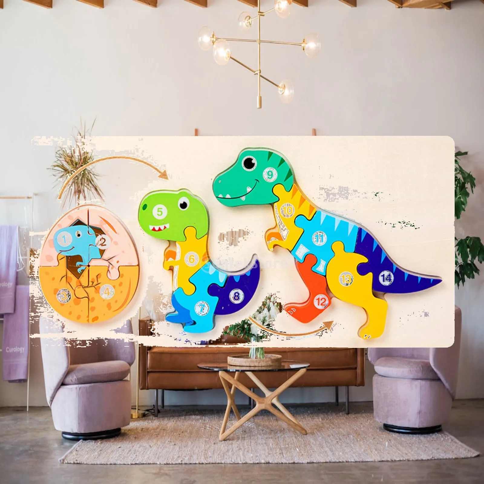Animals Colorful Wooden Animal Wooden Matching Puzzle Children Early Education