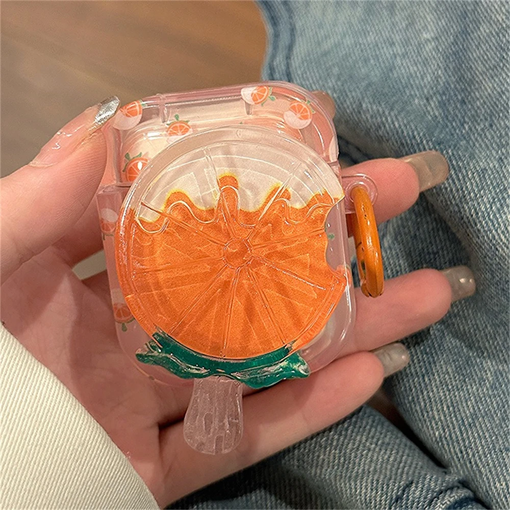 Korean Cute 3D Strawberries Orange Headphones Case For AirPods 1 2 3 With Keychain Protective Shell Soft Case For AirPods Pro 2