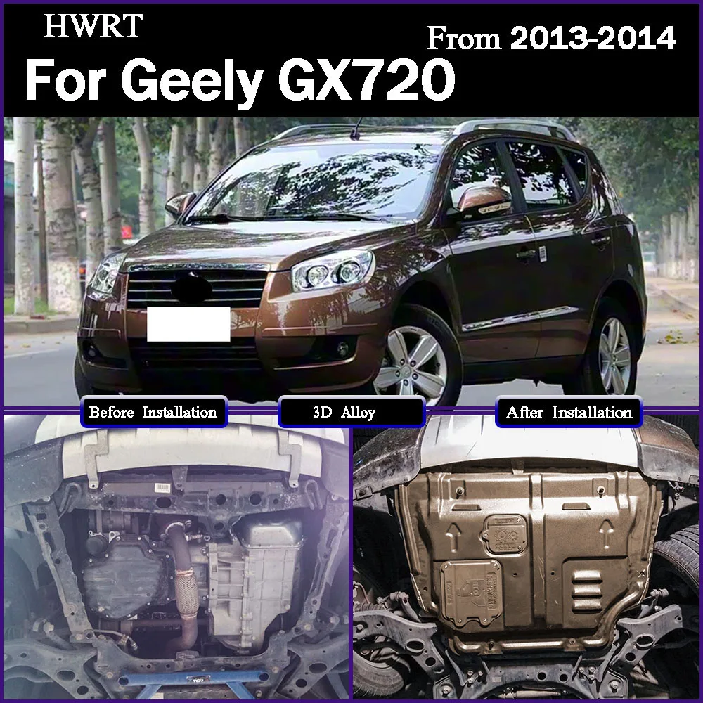 

Black Under Engine Guard Plate Splash Shield Mud Fender Cover Mudguard Protector For Geely GX720 2013-2014 1.8L 2.0L 2.4L