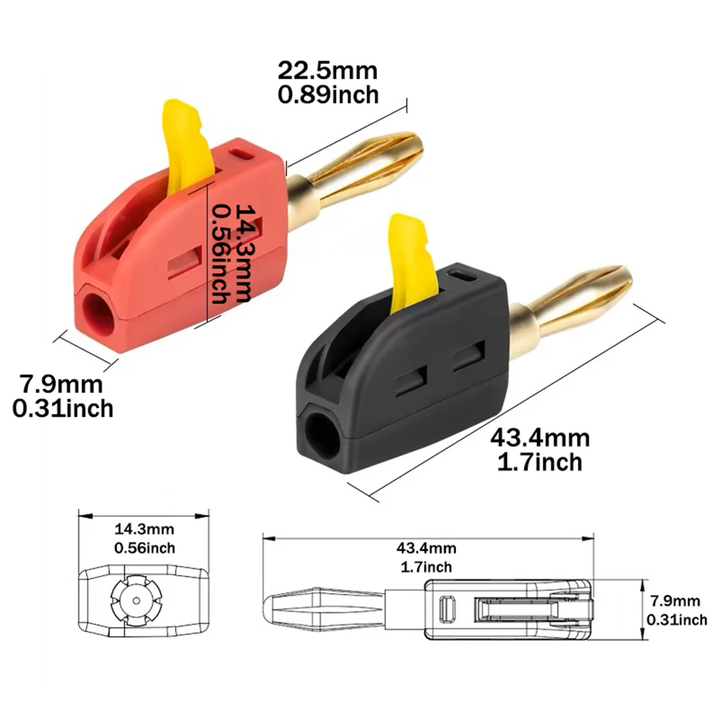 1Pc 4mm Solderless quick connect high current 32A Banana Plug wire connector, Power testing instrument plug, Musical Speaker