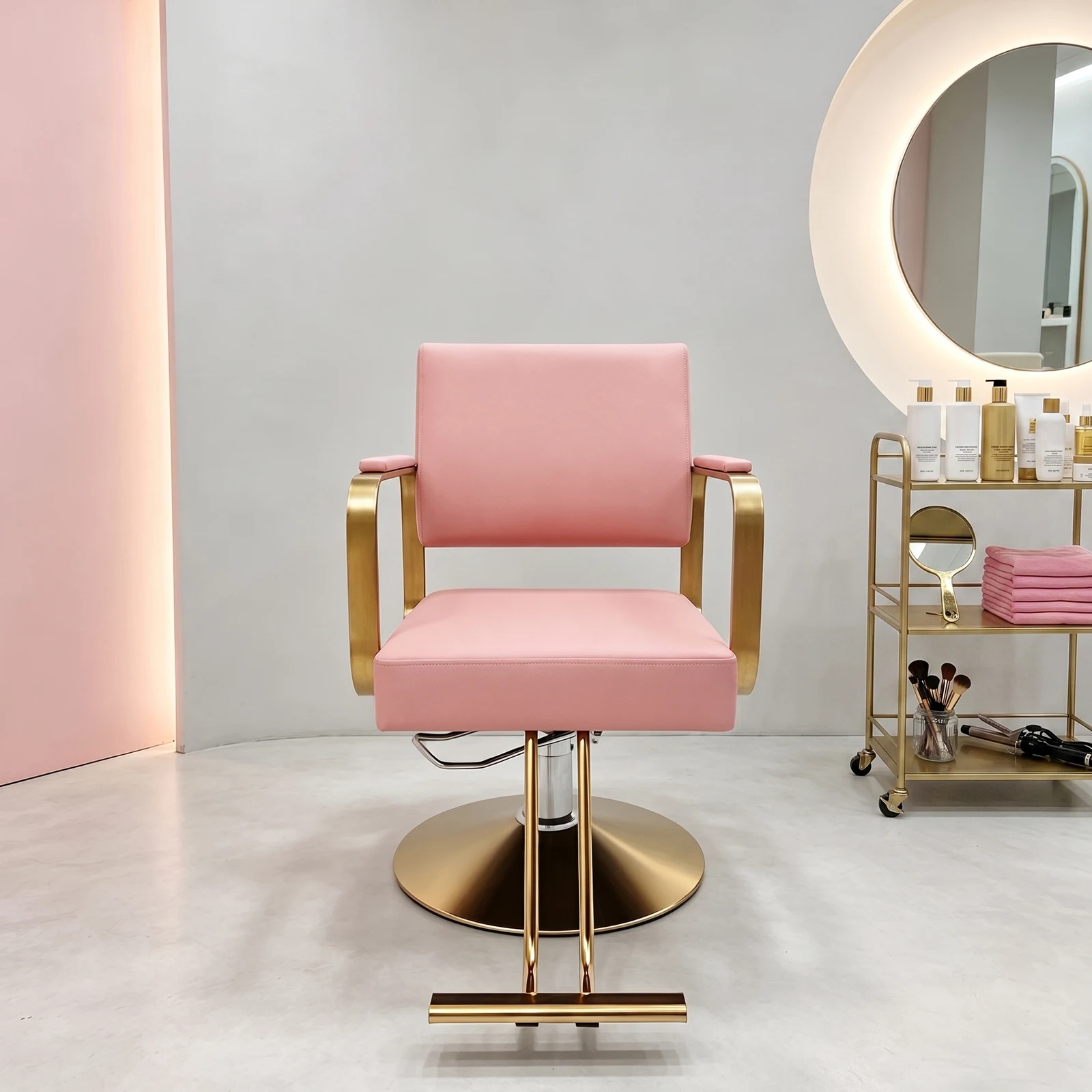 Rosa Leder-Friseurstuhl mit 36 – Hair Care Works Bewertung und Preis