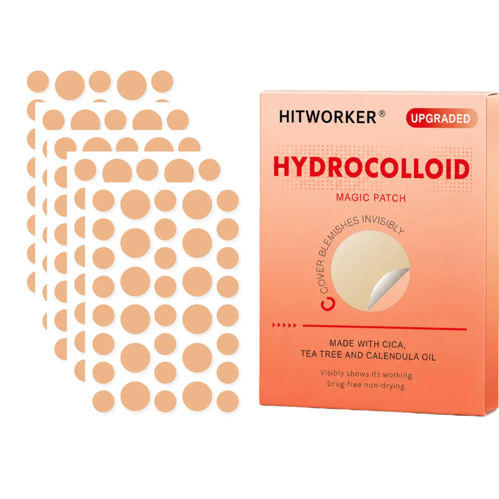 180Pcs Skin Tone Acne Pimple Patches, Natural Nude Hydrocolloid Blemish Stickers, Invisible Spot Covers for Facial Skin Care
